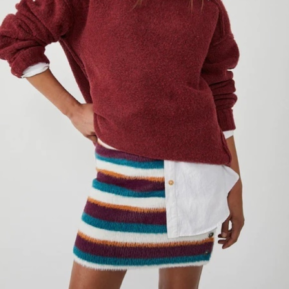 Free People Fig Jam Combo Ciara Fuzzy Sweater Mini Skirt size Small - Picture 2 of 13